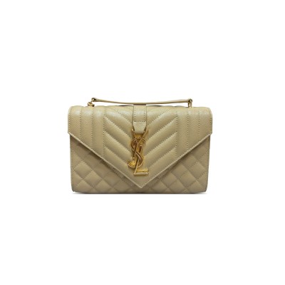 YSL ENVELOPE SMALL IN QUILTED GRAIN DE POUDRE EMBOSSED LEATHER 600195 (21*13*6cm)
